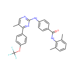 Cc1cnc(Nc2ccc(C(=O)Nc3c(C)cccc3C)cc2)nc1-c1ccc(OC(F)(F)F)cc1 ZINC000103241220