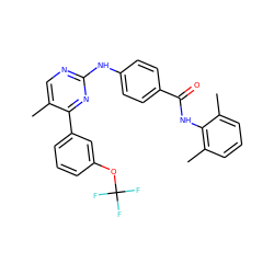 Cc1cnc(Nc2ccc(C(=O)Nc3c(C)cccc3C)cc2)nc1-c1cccc(OC(F)(F)F)c1 ZINC000103243220