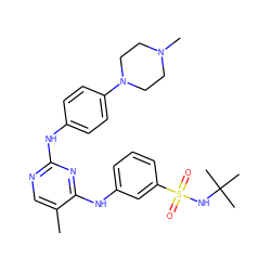 Cc1cnc(Nc2ccc(N3CCN(C)CC3)cc2)nc1Nc1cccc(S(=O)(=O)NC(C)(C)C)c1 ZINC000063539888