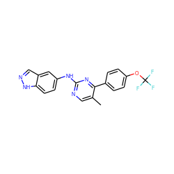 Cc1cnc(Nc2ccc3[nH]ncc3c2)nc1-c1ccc(OC(F)(F)F)cc1 ZINC000103241216