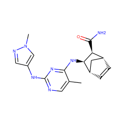 Cc1cnc(Nc2cnn(C)c2)nc1N[C@H]1[C@@H](C(N)=O)[C@@H]2C=C[C@H]1C2 ZINC000084690602