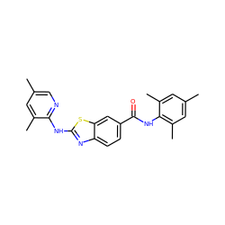 Cc1cnc(Nc2nc3ccc(C(=O)Nc4c(C)cc(C)cc4C)cc3s2)c(C)c1 ZINC000013536560