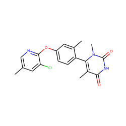 Cc1cnc(Oc2ccc(-c3c(C)c(=O)[nH]c(=O)n3C)c(C)c2)c(Cl)c1 ZINC000220976084
