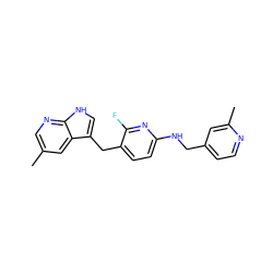 Cc1cnc2[nH]cc(Cc3ccc(NCc4ccnc(C)c4)nc3F)c2c1 ZINC000117448259