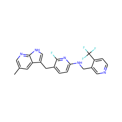 Cc1cnc2[nH]cc(Cc3ccc(NCc4cnccc4C(F)(F)F)nc3F)c2c1 ZINC000117432558