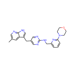 Cc1cnc2[nH]cc(Cc3cnc(NCc4cccc(N5CCOCC5)n4)nc3)c2c1 ZINC000117438787