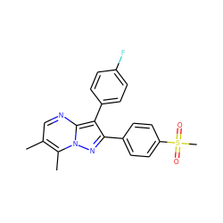 Cc1cnc2c(-c3ccc(F)cc3)c(-c3ccc(S(C)(=O)=O)cc3)nn2c1C ZINC000013861594