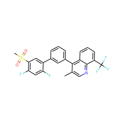 Cc1cnc2c(C(F)(F)F)cccc2c1-c1cccc(-c2cc(S(C)(=O)=O)c(F)cc2F)c1 ZINC000049784529