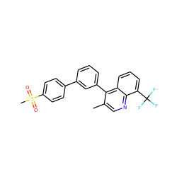 Cc1cnc2c(C(F)(F)F)cccc2c1-c1cccc(-c2ccc(S(C)(=O)=O)cc2)c1 ZINC000049113195