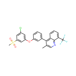 Cc1cnc2c(C(F)(F)F)cccc2c1-c1cccc(Oc2cc(Cl)cc(S(C)(=O)=O)c2)c1 ZINC000045351651