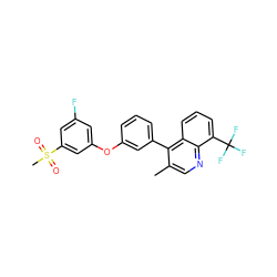 Cc1cnc2c(C(F)(F)F)cccc2c1-c1cccc(Oc2cc(F)cc(S(C)(=O)=O)c2)c1 ZINC000045351647