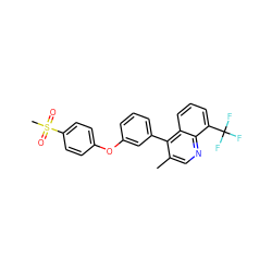 Cc1cnc2c(C(F)(F)F)cccc2c1-c1cccc(Oc2ccc(S(C)(=O)=O)cc2)c1 ZINC000045352221