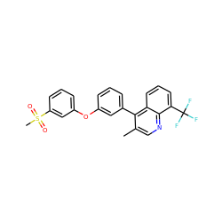 Cc1cnc2c(C(F)(F)F)cccc2c1-c1cccc(Oc2cccc(S(C)(=O)=O)c2)c1 ZINC000045351156