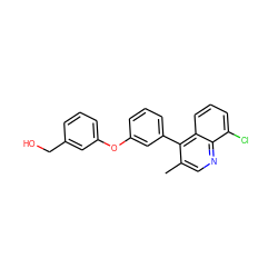 Cc1cnc2c(Cl)cccc2c1-c1cccc(Oc2cccc(CO)c2)c1 ZINC000045354364