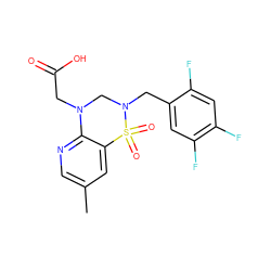 Cc1cnc2c(c1)S(=O)(=O)N(Cc1cc(F)c(F)cc1F)CN2CC(=O)O ZINC000071316137