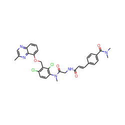 Cc1cnc2cccc(OCc3c(Cl)ccc(N(C)C(=O)CNC(=O)/C=C/c4ccc(C(=O)N(C)C)cc4)c3Cl)c2n1 ZINC000027325959