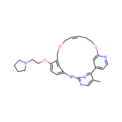 Cc1cnc2nc1-c1ccnc(c1)OCC/C=C/COCc1cc(ccc1OCCN1CCCC1)N2 ZINC000043201479