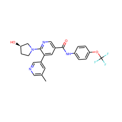 Cc1cncc(-c2cc(C(=O)Nc3ccc(OC(F)(F)F)cc3)cnc2N2CC[C@@H](O)C2)c1 ZINC001772626372