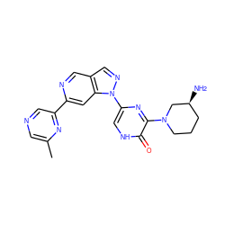 Cc1cncc(-c2cc3c(cn2)cnn3-c2c[nH]c(=O)c(N3CCC[C@H](N)C3)n2)n1 ZINC000224869445