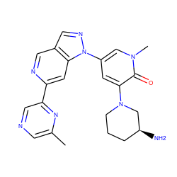 Cc1cncc(-c2cc3c(cn2)cnn3-c2cc(N3CCC[C@H](N)C3)c(=O)n(C)c2)n1 ZINC000216483425