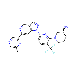 Cc1cncc(-c2cc3c(cn2)cnn3-c2ccc(C(F)(F)F)c(N3CCC[C@H](N)C3)n2)n1 ZINC000211010440