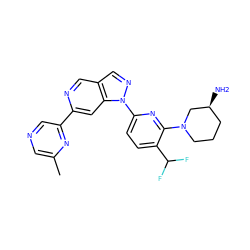 Cc1cncc(-c2cc3c(cn2)cnn3-c2ccc(C(F)F)c(N3CCC[C@H](N)C3)n2)n1 ZINC000211010599