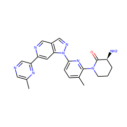 Cc1cncc(-c2cc3c(cn2)cnn3-c2ccc(C)c(N3CCC[C@H](N)C3=O)n2)n1 ZINC000224879600