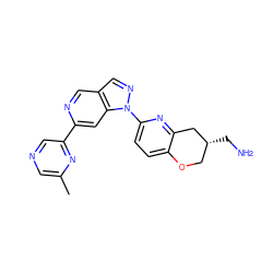 Cc1cncc(-c2cc3c(cn2)cnn3-c2ccc3c(n2)C[C@H](CN)CO3)n1 ZINC000224868976