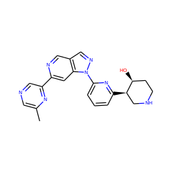 Cc1cncc(-c2cc3c(cn2)cnn3-c2cccc([C@@H]3CNCC[C@@H]3O)n2)n1 ZINC000216487188