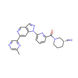 Cc1cncc(-c2cc3c(cn2)cnn3-c2cccc(C(=O)N3CCC[C@@H](N)C3)n2)n1 ZINC000224890293