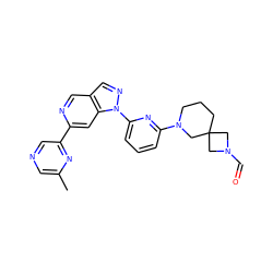 Cc1cncc(-c2cc3c(cn2)cnn3-c2cccc(N3CCCC4(CN(C=O)C4)C3)n2)n1 ZINC000224859126