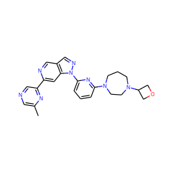 Cc1cncc(-c2cc3c(cn2)cnn3-c2cccc(N3CCCN(C4COC4)CC3)n2)n1 ZINC000211017282