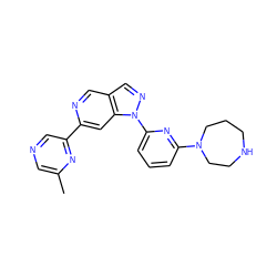 Cc1cncc(-c2cc3c(cn2)cnn3-c2cccc(N3CCCNCC3)n2)n1 ZINC000211040756