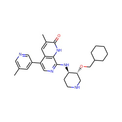 Cc1cncc(-c2cnc(N[C@@H]3CCNC[C@H]3OCC3CCCCC3)c3[nH]c(=O)c(C)cc23)c1 ZINC000473090264