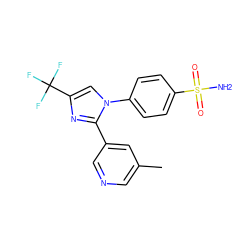 Cc1cncc(-c2nc(C(F)(F)F)cn2-c2ccc(S(N)(=O)=O)cc2)c1 ZINC000003814760