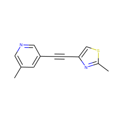 Cc1cncc(C#Cc2csc(C)n2)c1 ZINC000013487234