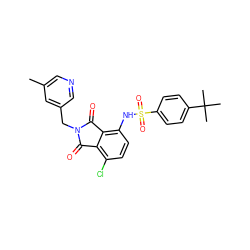 Cc1cncc(CN2C(=O)c3c(Cl)ccc(NS(=O)(=O)c4ccc(C(C)(C)C)cc4)c3C2=O)c1 ZINC000653845388