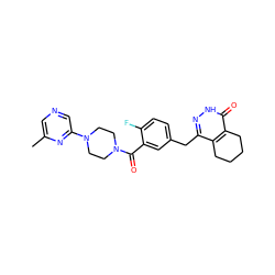 Cc1cncc(N2CCN(C(=O)c3cc(Cc4n[nH]c(=O)c5c4CCCC5)ccc3F)CC2)n1 ZINC000149051580