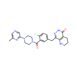 Cc1cncc(N2CCN(C(=O)c3cc(Cc4n[nH]c(=O)c5c4NCCC5)ccc3F)CC2)n1 ZINC000147302391