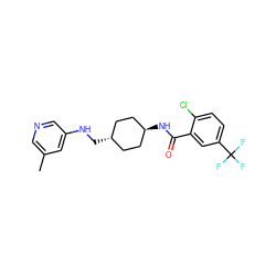 Cc1cncc(NC[C@H]2CC[C@H](NC(=O)c3cc(C(F)(F)F)ccc3Cl)CC2)c1 ZINC000261078607