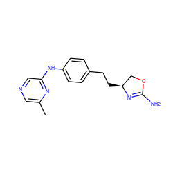 Cc1cncc(Nc2ccc(CC[C@H]3COC(N)=N3)cc2)n1 ZINC000169701180