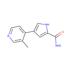 Cc1cnccc1-c1c[nH]c(C(N)=O)c1 ZINC000218837510