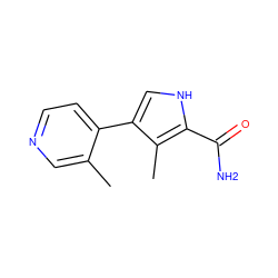 Cc1cnccc1-c1c[nH]c(C(N)=O)c1C ZINC001772613224