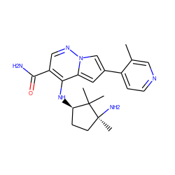 Cc1cnccc1-c1cc2c(N[C@@H]3CC[C@](C)(N)C3(C)C)c(C(N)=O)cnn2c1 ZINC001772570822