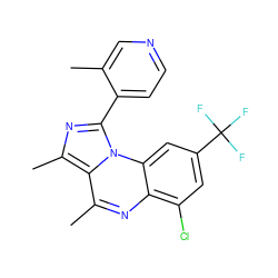 Cc1cnccc1-c1nc(C)c2c(C)nc3c(Cl)cc(C(F)(F)F)cc3n12 ZINC000073157979