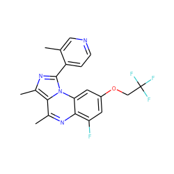 Cc1cnccc1-c1nc(C)c2c(C)nc3c(F)cc(OCC(F)(F)F)cc3n12 ZINC000073159464