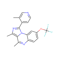 Cc1cnccc1-c1nc(C)c2c(C)nc3ccc(OC(F)(F)F)cc3n12 ZINC000073168807