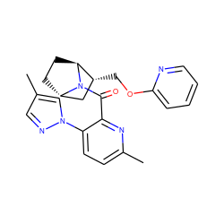 Cc1cnn(-c2ccc(C)nc2C(=O)N2[C@H]3CC[C@H]2[C@H](COc2ccccn2)C3)c1 ZINC000226043015