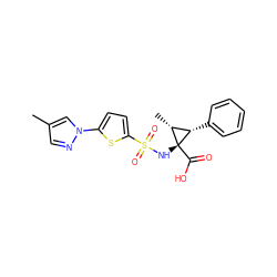 Cc1cnn(-c2ccc(S(=O)(=O)N[C@@]3(C(=O)O)[C@H](C)[C@@H]3c3ccccc3)s2)c1 ZINC000071316905