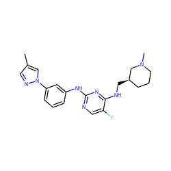 Cc1cnn(-c2cccc(Nc3ncc(F)c(NC[C@@H]4CCCN(C)C4)n3)c2)c1 ZINC000473136109